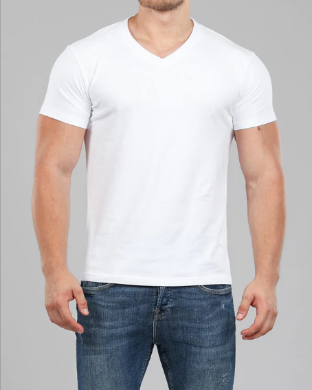 White V-neck half sleeves - Creation Cartel